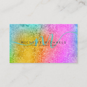 Carte De Visite Script de monogramme de Parties scintillant HoloGl