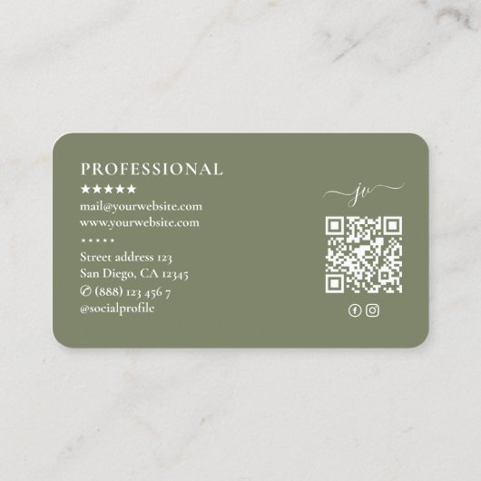 Carte De Visite Script de monogramme professionnel minimal (Dos)