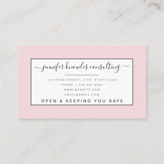 Carte De Visite Script de monogramme rose vif Minimal Convid ouver (Dos)