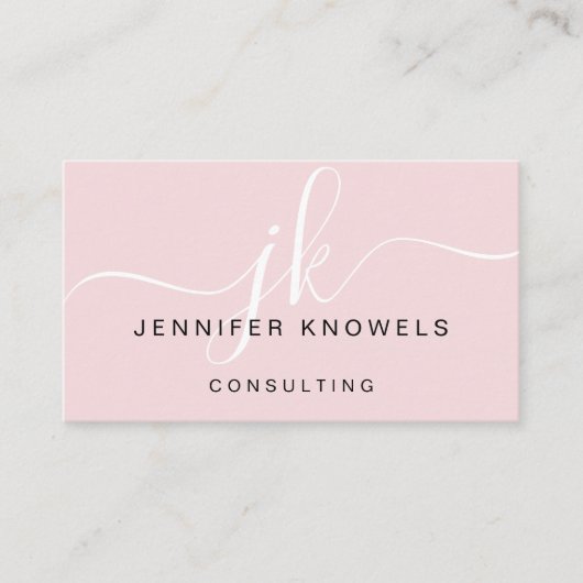 Carte De Visite Script de monogramme rose vif Minimal Convid ouver (Devant)