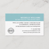 Carte De Visite Script de Notaire Agent de Signature de Prêt Logo (Dos)