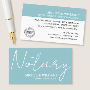 Carte De Visite Script de Notaire Agent de Signature de Prêt Logo 
