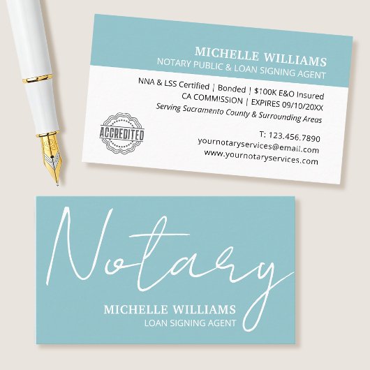 Carte De Visite Script de Notaire Agent de Signature de Prêt Logo