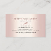 Carte De Visite Script de Parties scintillant d'or Rose de l'agent (Dos)