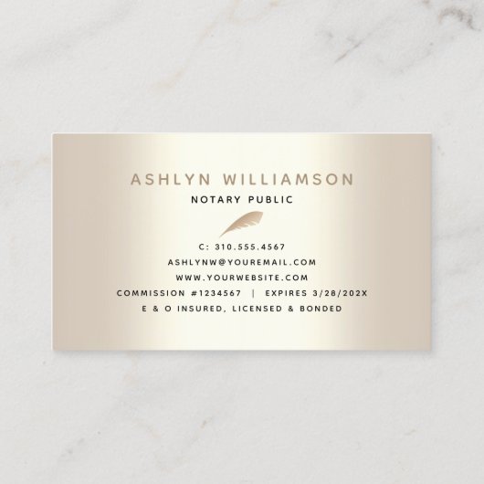 Carte De Visite Script de Parties scintillant Gold de l'agent de s (Dos)