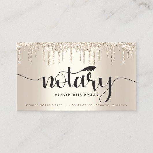 Carte De Visite Script de Parties scintillant Gold de l'agent de s (Devant)