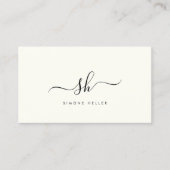 Carte De Visite Script de pinceau Monogramme moderne noir ivoire s (Devant)