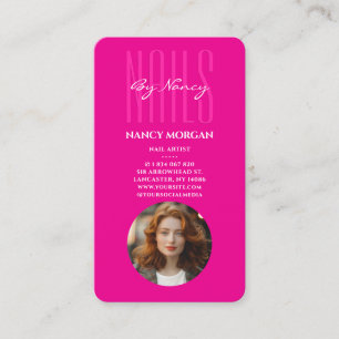 Carte De Visite Script de salon d'onglerie Code Qr Photo Rose Chau