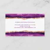 Carte De Visite Script de signature aquarelle violet et or (Dos)