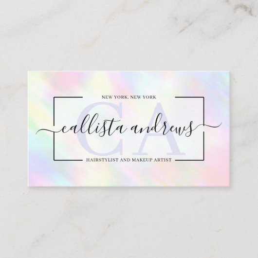 Carte De Visite Script de signature arc-en-ciel Pastel moderne (Devant)