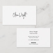 Carte De Visite Script de signature, Busi professionnel blanc mode (Devant / Derrière)