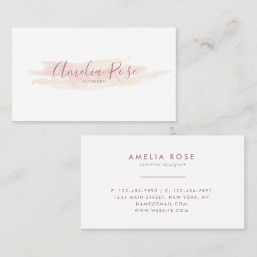 Carte De Visite Script de signature d'aquarelle (Devant / Derrière)