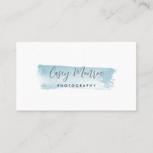 Carte De Visite Script de signature d'aquarelle bleue (Devant)