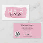 Carte De Visite Script de signature d'aquarelle de cheveux (Devant / Derrière)