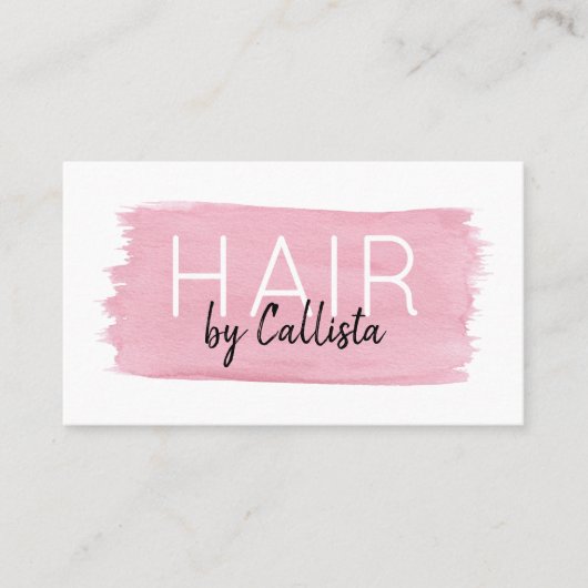 Carte De Visite Script de signature d'aquarelle de cheveux (Devant)