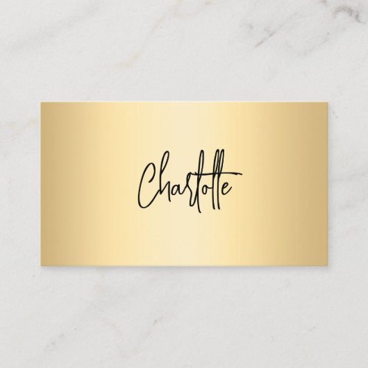 Carte De Visite Script de signature de code QR noir or (Devant)