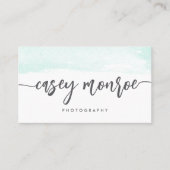 Carte De Visite Script de signature de l'aquarelle de la menthe et (Devant)