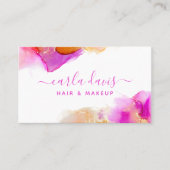 Carte De Visite Script de signature encre à alcool rose orange (Devant)
