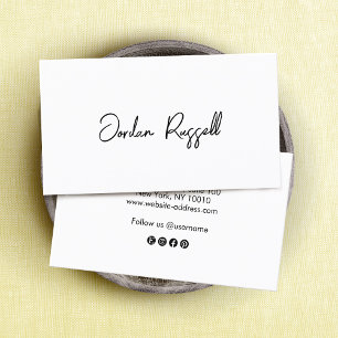 Carte De Visite Script de signature manuscrit noir et blanc