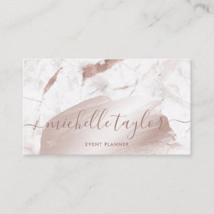 Carte De Visite Script de signature minimaliste en marbre blanc ro