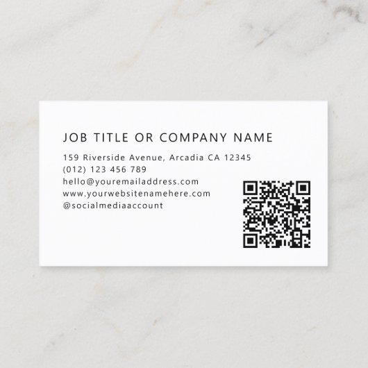 Carte De Visite Script de signature moderne élégant Code QR modern (Dos)