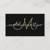 Carte De Visite Script de signature moderne élégant QR Code noir (Devant)