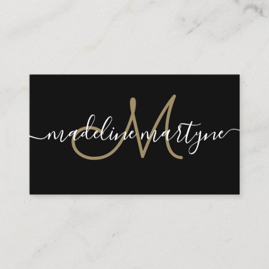 Carte De Visite Script de signature moderne élégant QR Code noir (Devant)