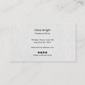 Carte De Visite Script de signature moderne, Linge gris profession (Dos)