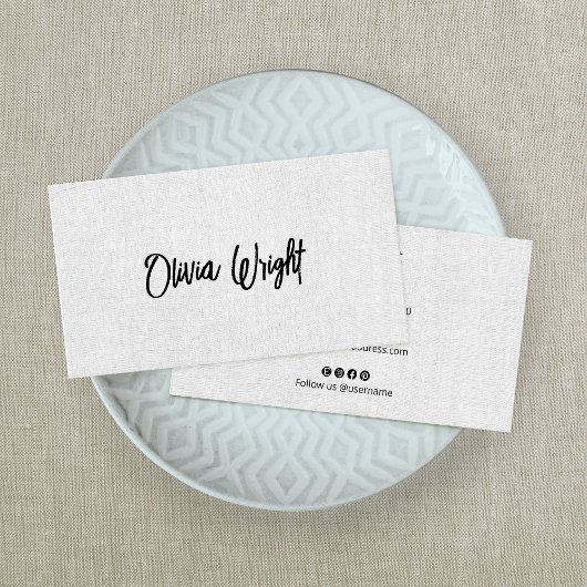 Carte De Visite Script de signature moderne, Linge gris profession