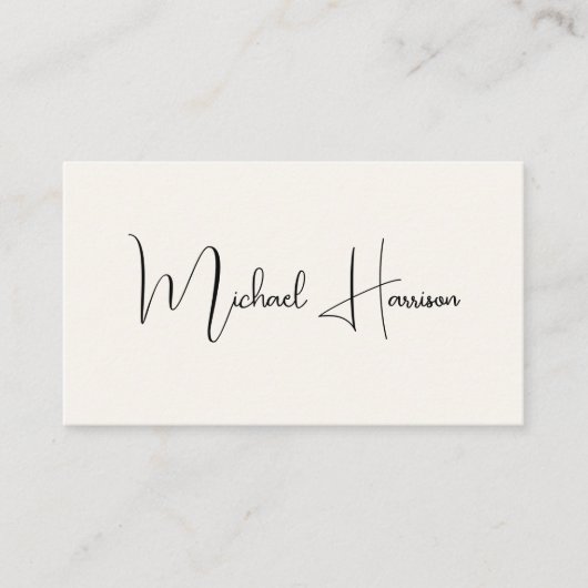 Carte De Visite Script de signature moderne QR Code Creme professi (Devant)