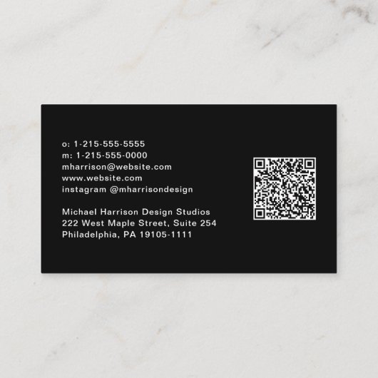 Carte De Visite Script de signature moderne QR Code professionnel  (Dos)