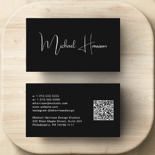 Carte De Visite Script de signature moderne QR Code professionnel