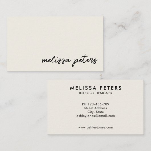 Carte De Visite Script de signature moderne simple (Devant / Derrière)