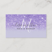 Carte De Visite Script de signature Paillettes Violet Moderne Fémi (Devant)