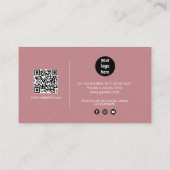 Carte De Visite Script de signature rose vif Code QR Médias sociau (Dos)