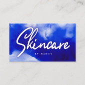 Carte De Visite Script de soins de la peau du néon bleu (Devant)