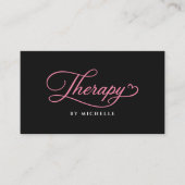 Carte De Visite Script de thérapeute élégant rose noir (Devant)