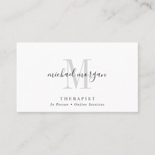 Carte De Visite Script de thérapeute moderne simple monogramme