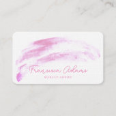 Carte De Visite Script de trait d'Aquarelle rose (Devant)