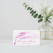 Carte De Visite Script de trait d'Aquarelle rose (Debout devant)