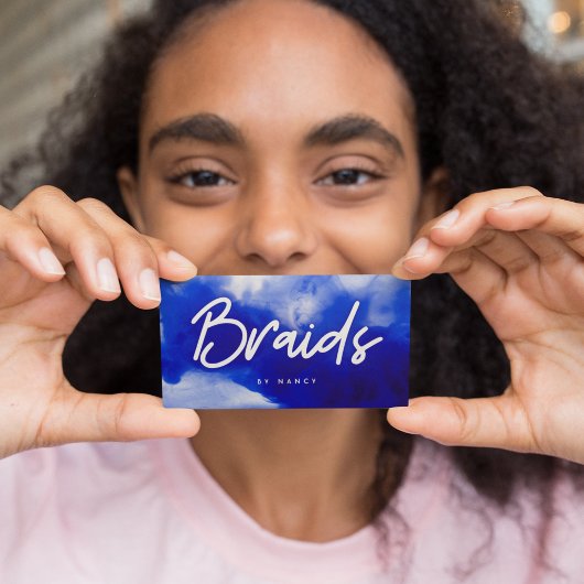 Carte De Visite Script de tresses de néon bleu