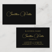 Carte De Visite Script de typographie personnalisable Modèle noir (Devant / Derrière)