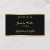 Carte De Visite Script de typographie professionnelle Black Gold M (Dos)