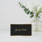 Carte De Visite Script de typographie professionnelle Black Gold M (Debout devant)