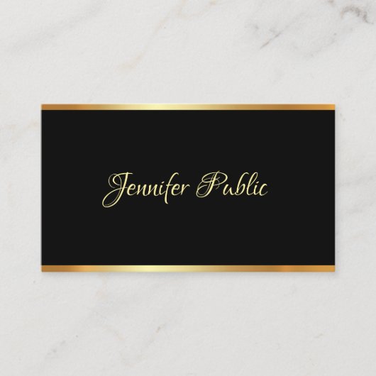 Carte De Visite Script de typographie professionnelle Black Gold M (Devant)