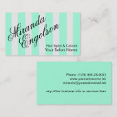 Carte De Visite Script décoratif Grandes Tailles Turquoise (Devant / Derrière)