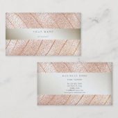 Carte De Visite Script Delicate de perle d'or rose feuille (Devant / Derrière)