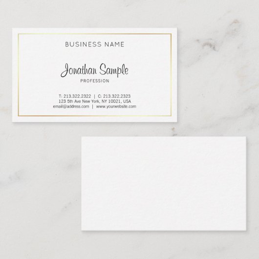 Carte De Visite Script Design tendance élégant Plain moderne luxe  (Devant / Derrière)