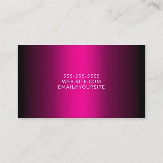 Carte De Visite Script élégant Black Hot Pink Ombre (Dos)