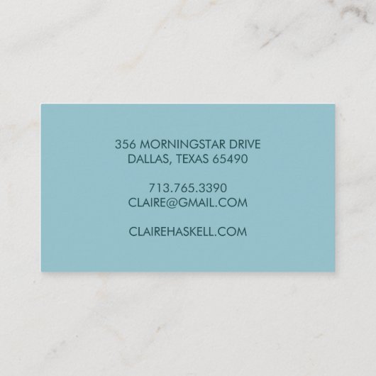 Carte De Visite Script élégant Bleu Turquoise Chic Minimal (Dos)
